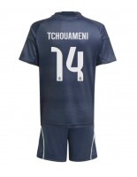 Real Madrid Aurelien Tchouameni #14 Venkovní dres pro děti 2025-26 Krátký Rukáv (+ trenýrky)
